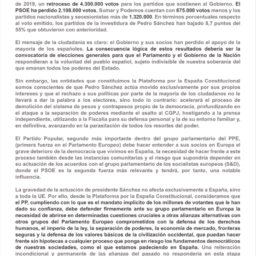 Comunicado de la Plataforma por la España constitucional tras las elecciones europeas de 2024